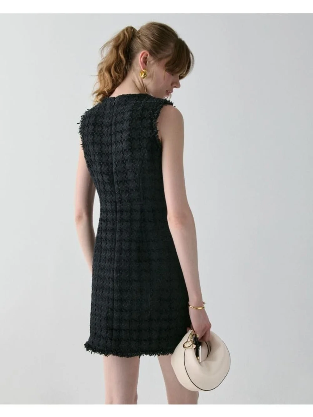 Kate Spade Plaza Tweed Fit & Flare Dress Sleeveless Black Tweed Shift Dress, 00.